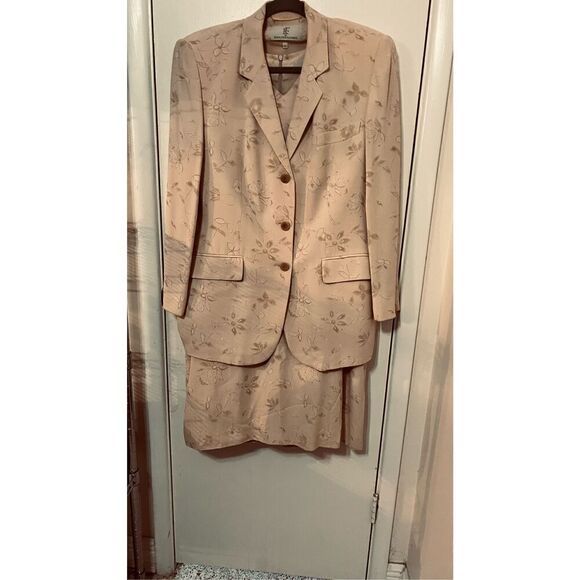 Kina Fernandez Beige FLoral 2 Piece Floral Dress & Blazer Size XL - Picture 3 of 12